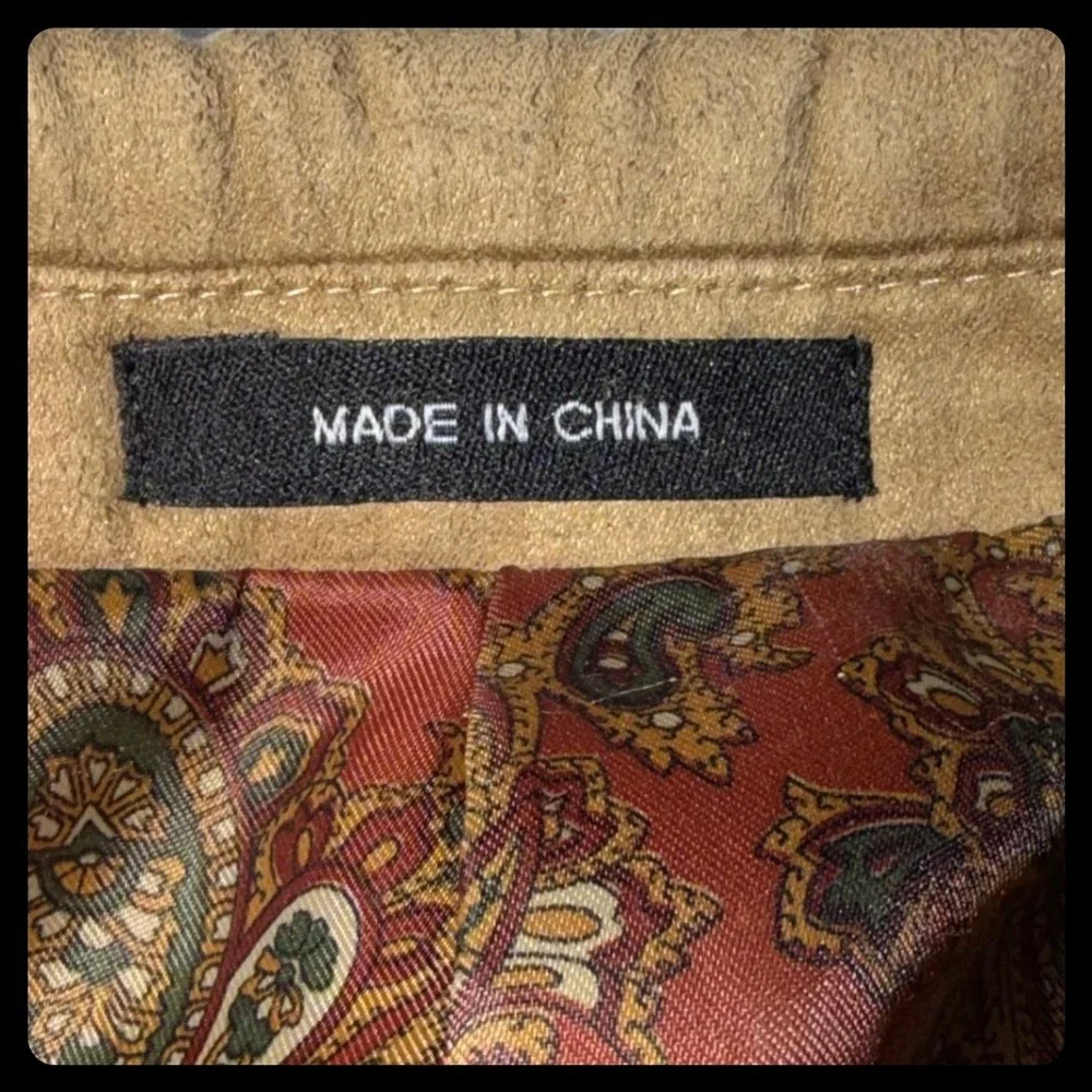 Lauren Ralph Lauren Blazer Mens 42S Tan Faux Suede Paisley Lining Sport Coat